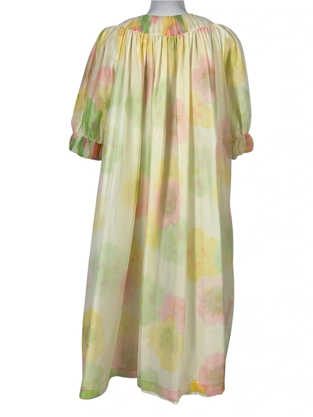 Vintage Hedi California 50's 60's Peignoir Robe Chiffon Floral Watercolor Small